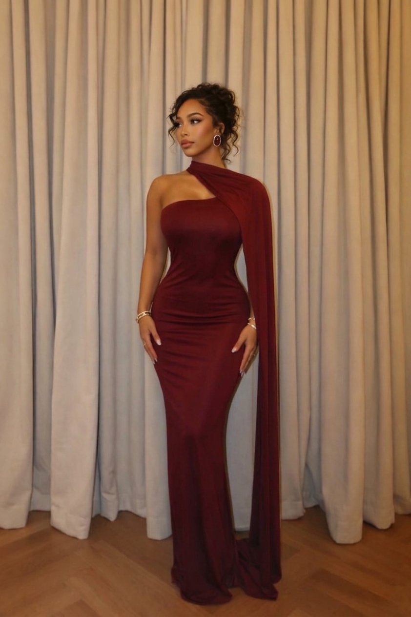 One Shoulder Maxi Gown